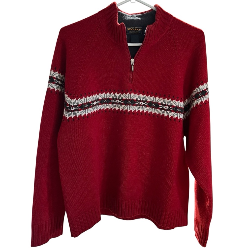 Woolrich Red Nordic Pattern Sweater | Wool Sweater